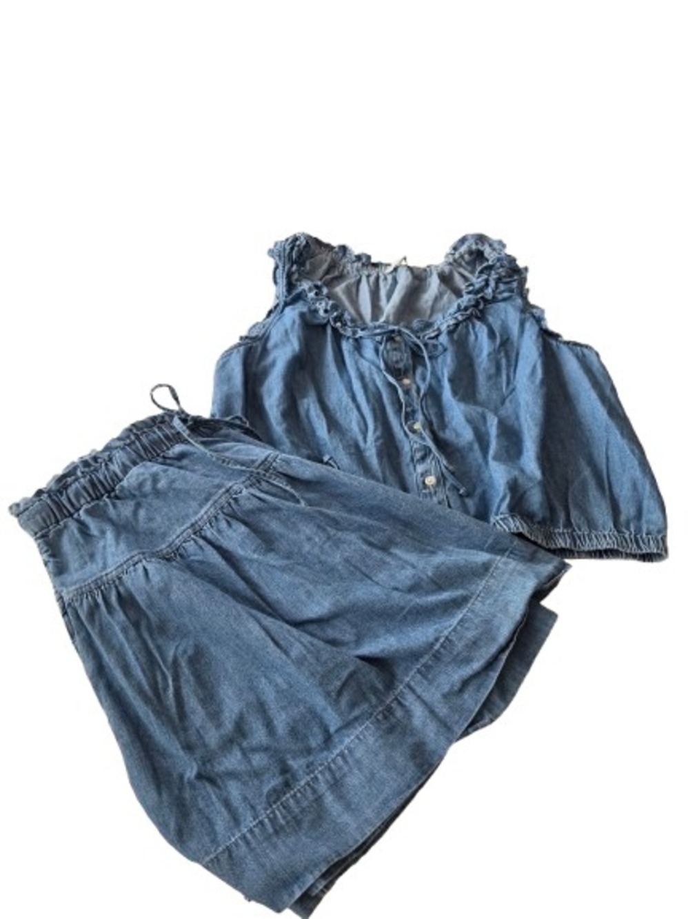 Free Assembly Denim Two-Piece Set - Blue